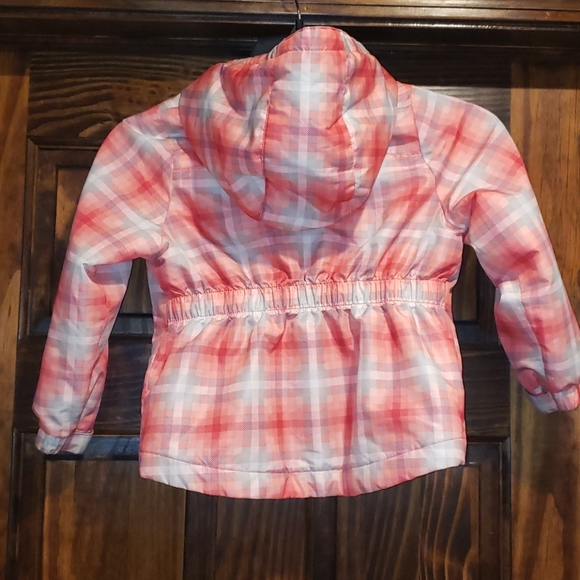 Cherokee girls coral check rain wind jacket 4 4T - Picture 2 of 6
